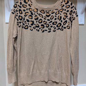 Merona Cheetah Print Crew Neck Sweater - Size XL